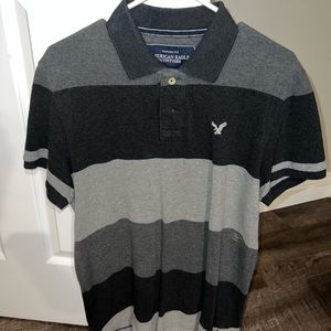 American Eagle Black and Grey Polo